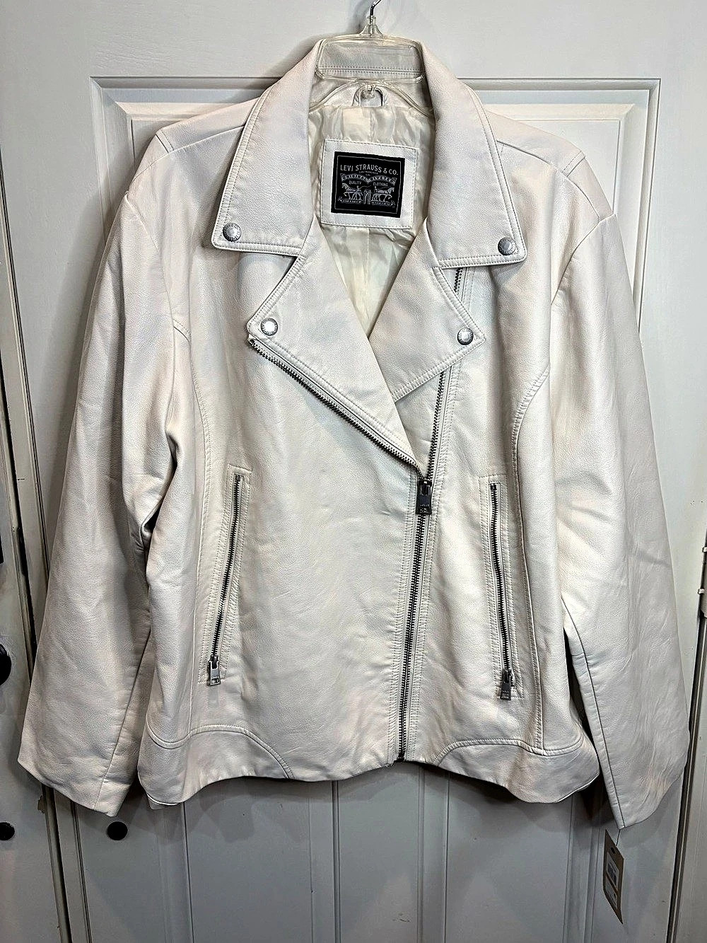 Levi Strauss & Co. Original Riveted Women's Faux Leather Biker Jacket 3X White